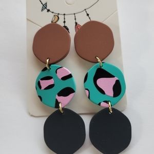 Reborn Creations Earrings Blue and Pink Cheetah Print